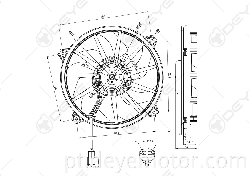 1253.Q8 Ventilador de resfriamento do radiador elétrico para PEUGEOT 807 EXPERT FEAT ULYSSE CITROEN C5